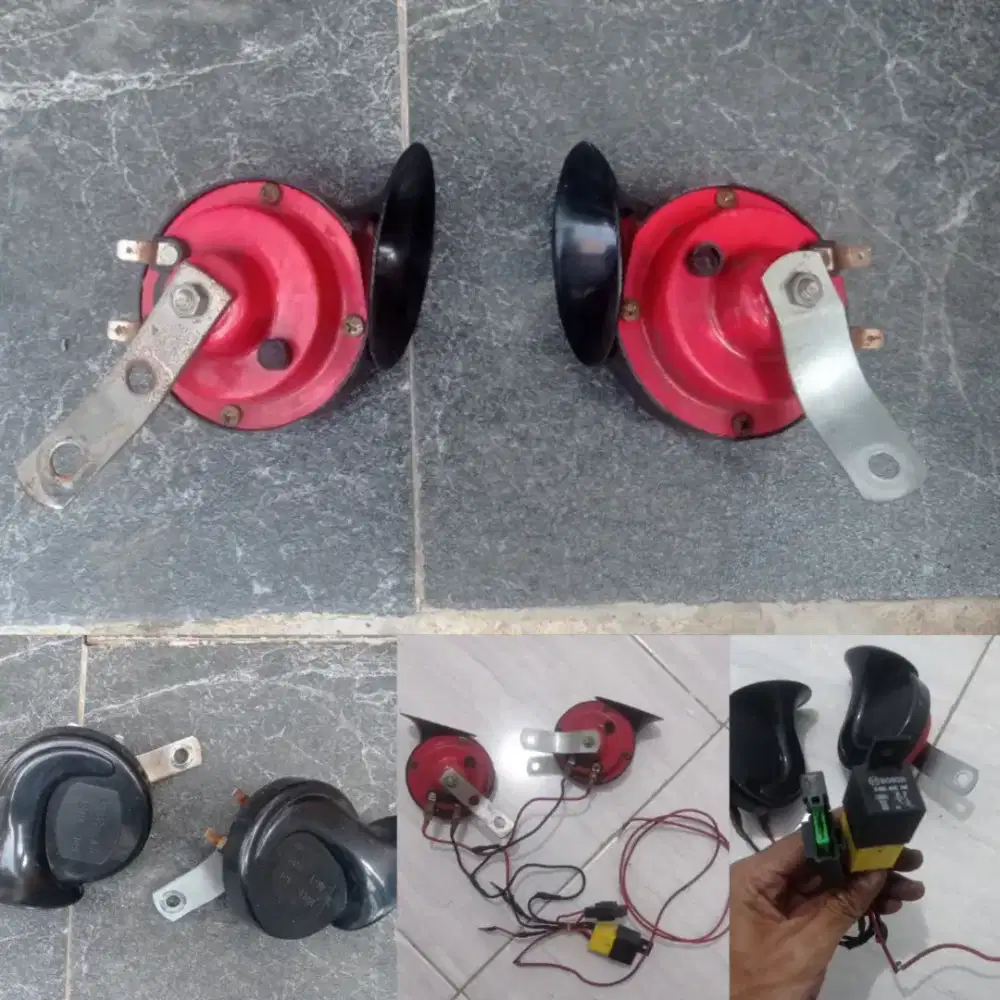 Klakson keong 2pcs beserta relay untuk semua jenis motor tinggal pakai
