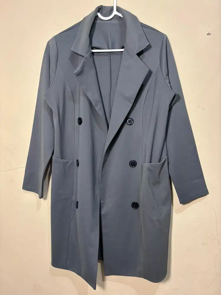 LD09 Outer/ jaket casual abu tua/ charcoal