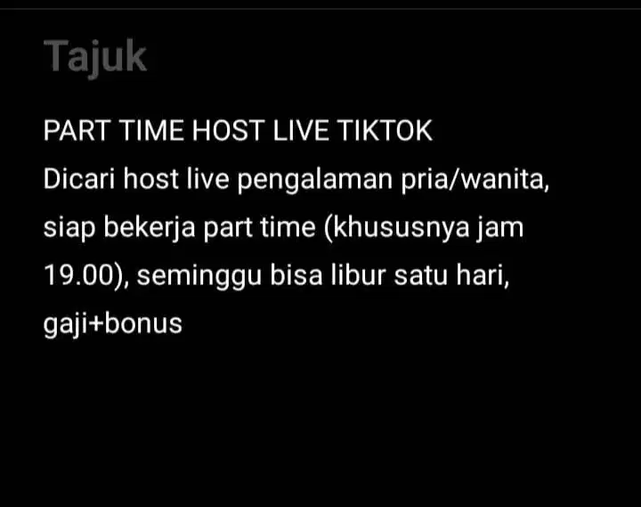 PART TIME HOST LIVE