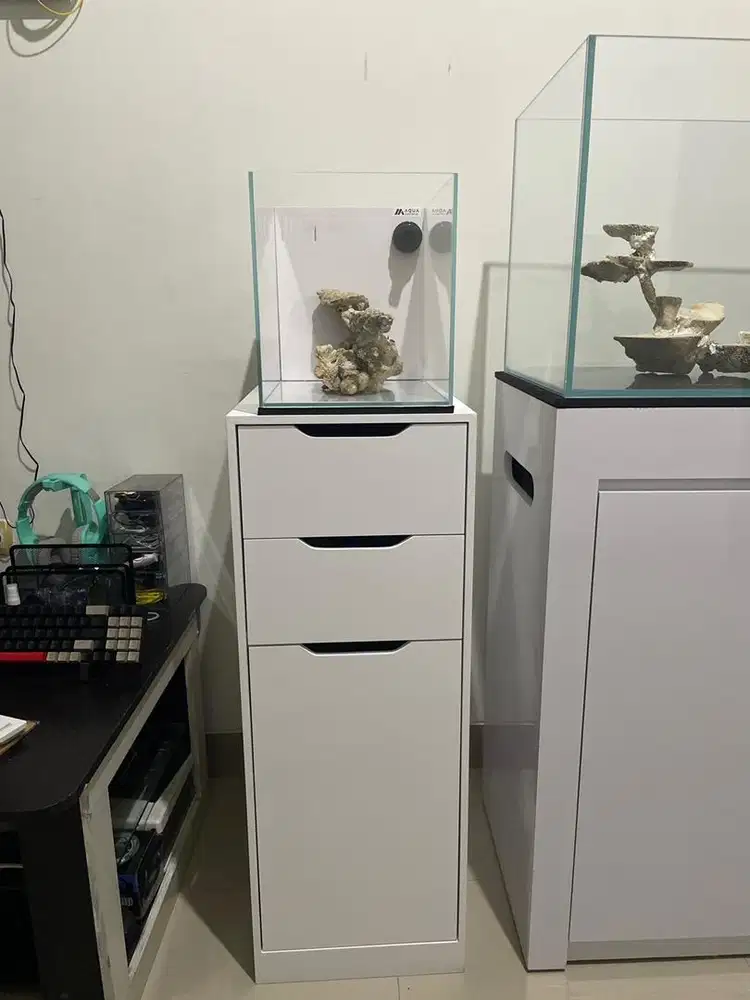 dijual reeftank vivaria optic clear 45 cm baru full set kabinet