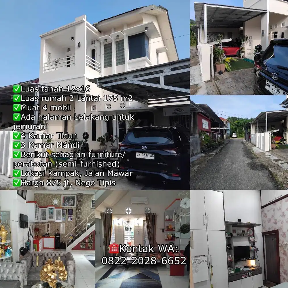 JUAL CEPAT Rumah 2lt Kota Pangkalpinang - Muat 4 Mobil, Semi-Furnish!