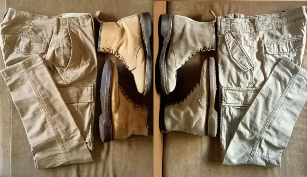 Celana Cargo Kanvas size 34/84Cm & Boots Dr.Martens 8UK/42EUR MIE