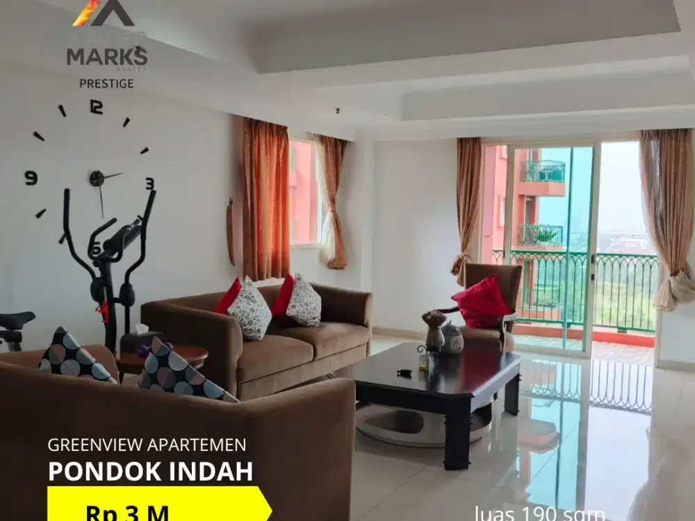 DIJUAL APART GREENVIEW APARTEMEN (Semi Furnhised) PONDOK INDAH KEBAYORAN LAMA JAKARTA SELATAN