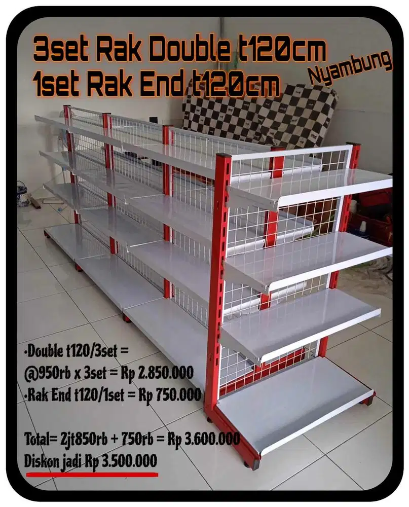 Paket grosir rak murah minimarket t120cm