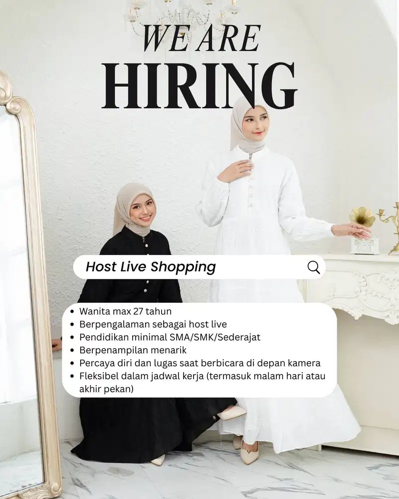 DI CARI HOST LIVE SHOPPING UNTUK WANITA