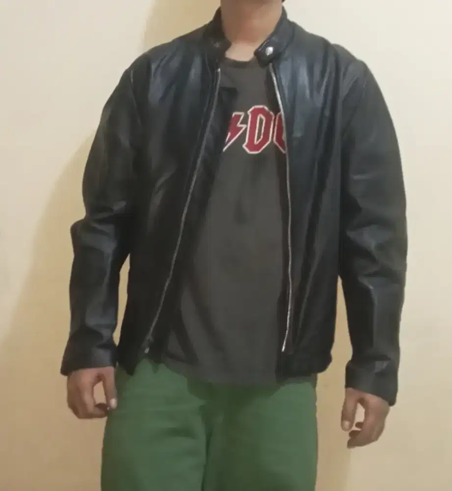 Jaket Kulit Asli Vintage 60s 70s Excelled Black Caferacer Leather