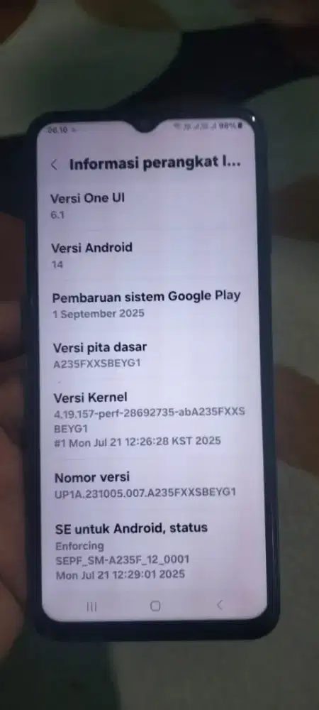 Jual hp samsung A23 bekas batangan masih ori semua belum di obok2