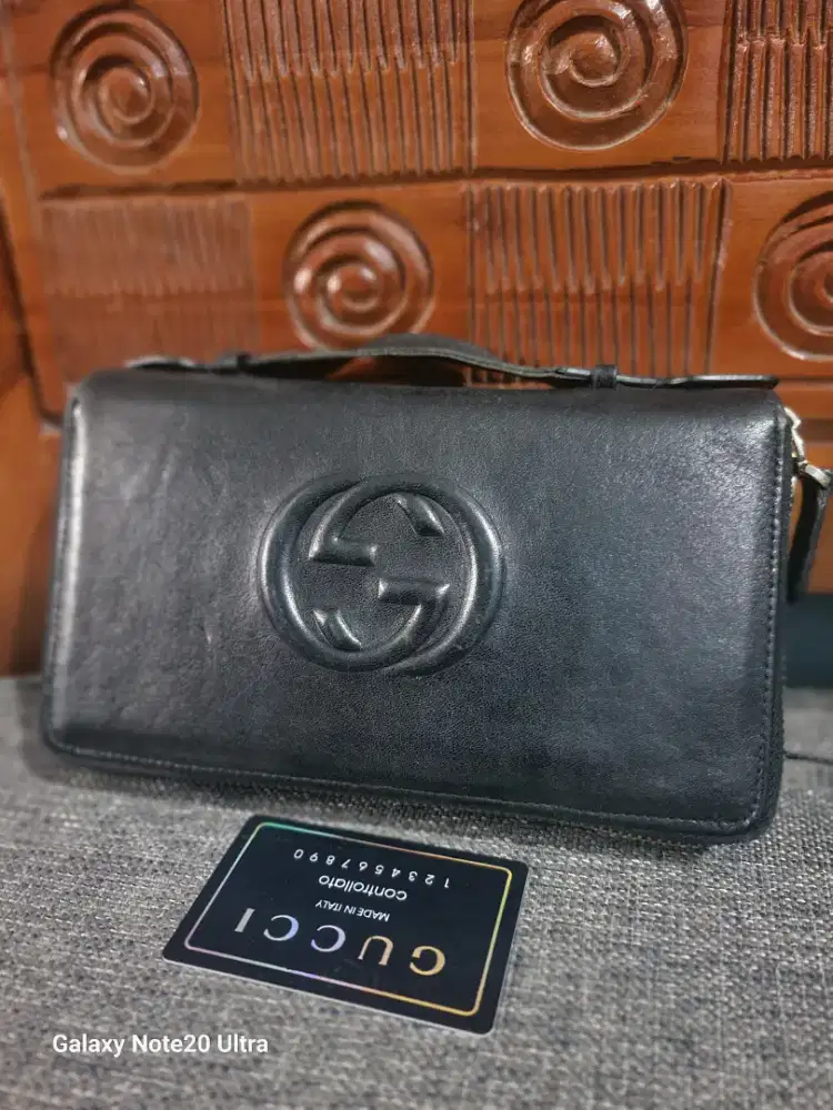 Preloved handbag gu**i double zipper kulit asli, istimewa