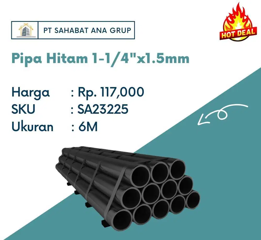 Pipa Hitam 1-1/4x1.5mm