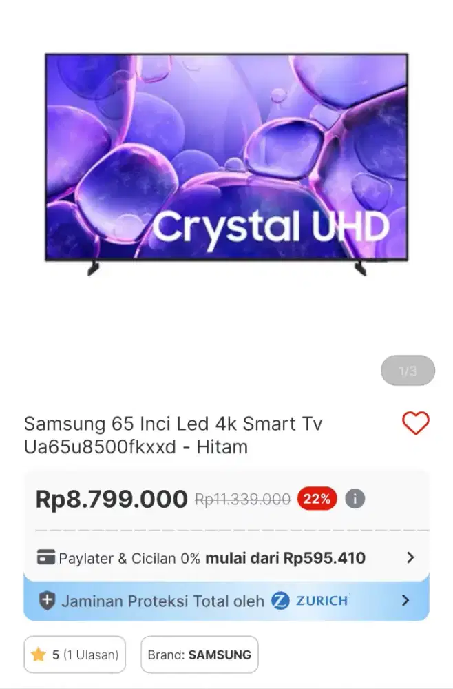 Samsung led tv 65inch promok akhir tahun