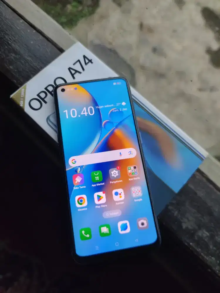 Oppo a74 ram 6gb 128gb fullset ori segell normall sidik jari di layar