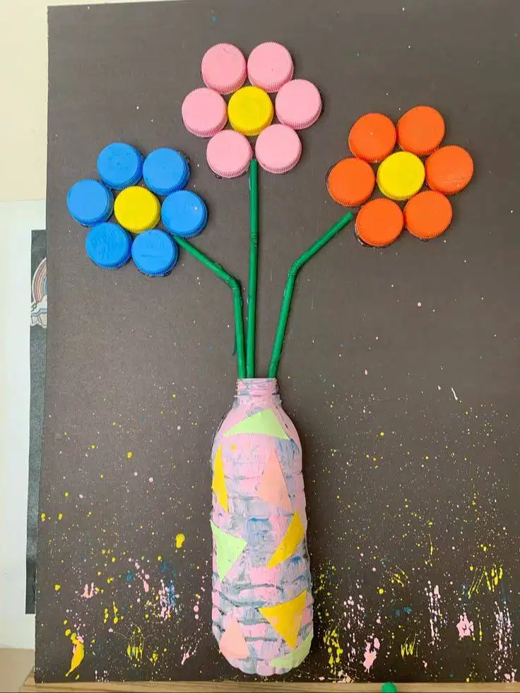 Hiasan dinding bunga tutup botol