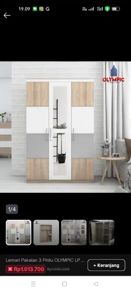 Lemari pakaian  3 pintu minimalis