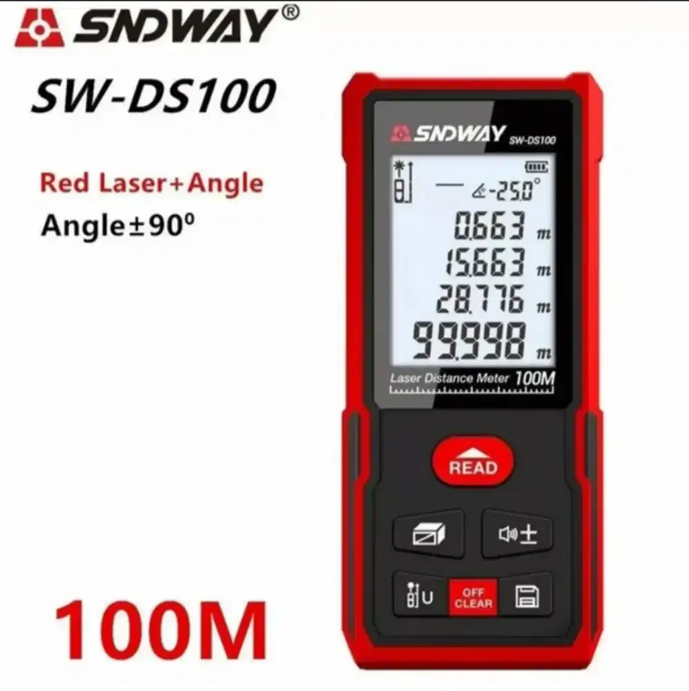 SNDWAY SW-DS100 Meteran 
100M Laser Digital Distance RangeFinder Tape