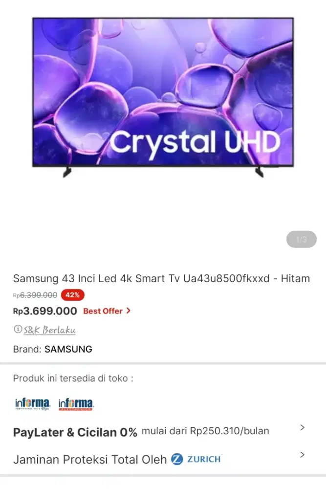 Samsung smart led tv 43 in