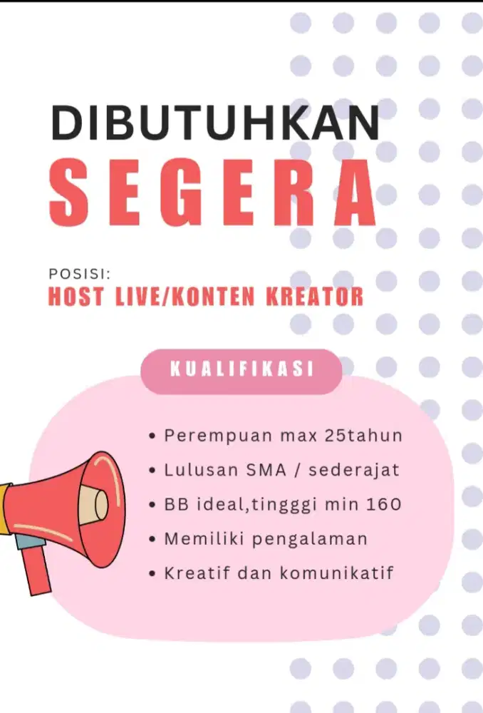 Loker host live /konten kreator