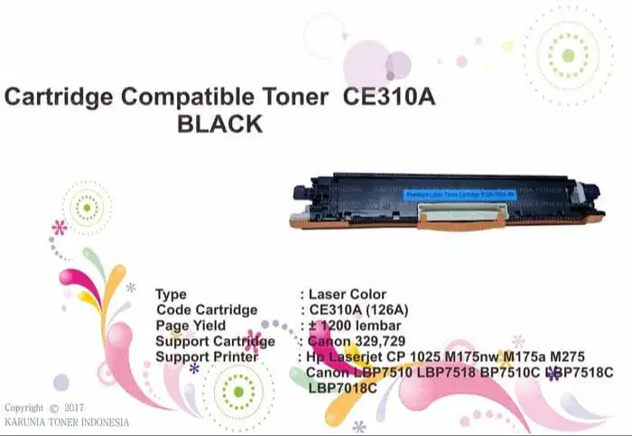 Compatible Cartridge HP CE310A 126A Black, HP CP1025 CP1025nw M175nw