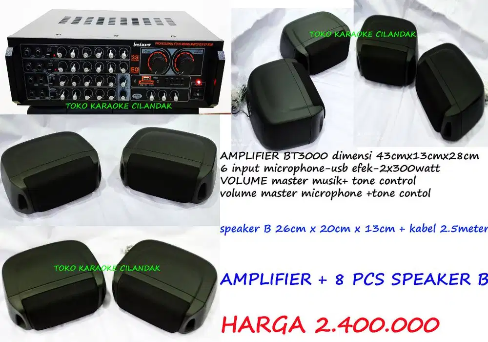 PAKET AMPLIFIER + 8SPEAKER B HARGA 2,4 JUTA