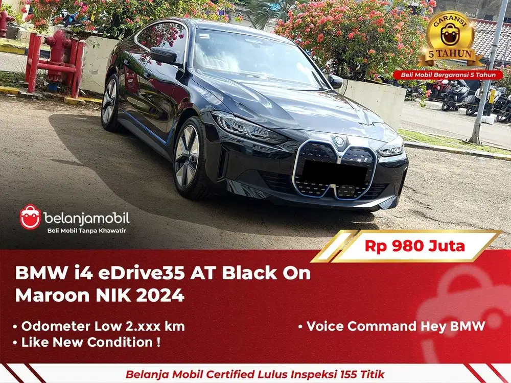[ GARANSI 5TH ] BMW i4 i 4 eDrive35 AT Black On Maroon 2024/2025