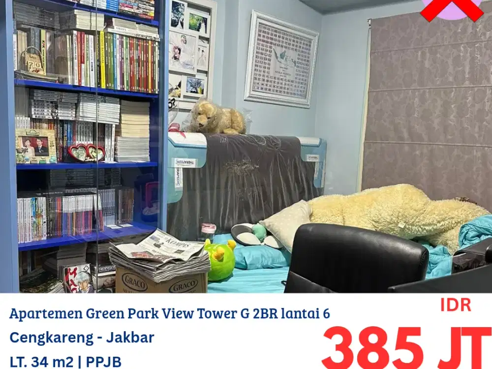 HFN0339 apartemen Green Park View tower G 2BR lantai 6 furnish, Cengkareng, Jakarta Barat