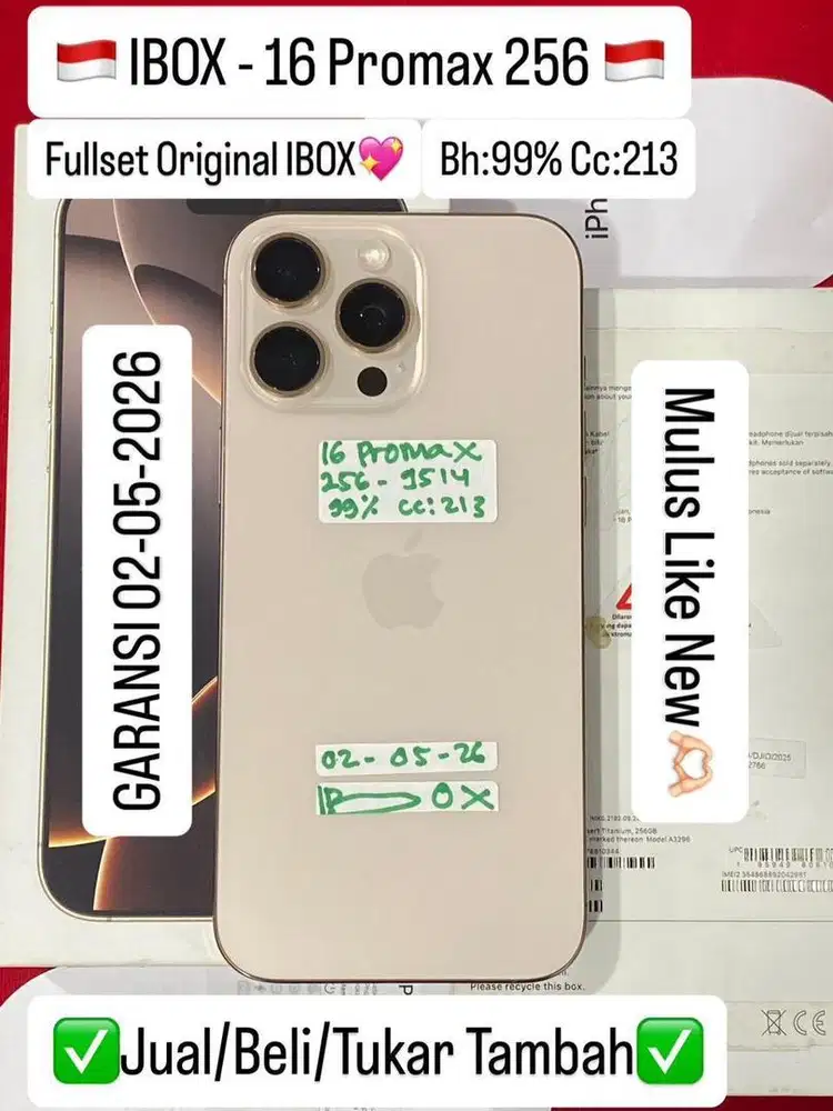 Iphone 16 Promax 256 Gb Desert Titanium Ibox Garansi panjang