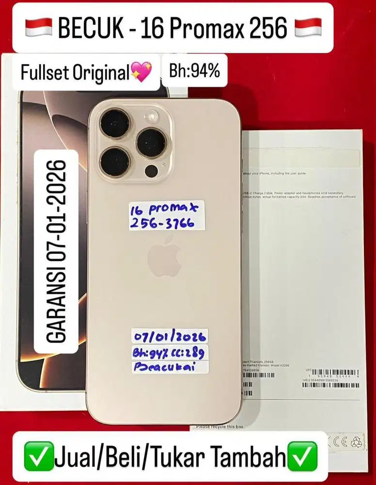 Iphone 16 Promax 256 Gb Desert Titanium Resmi beacukai Garansi On