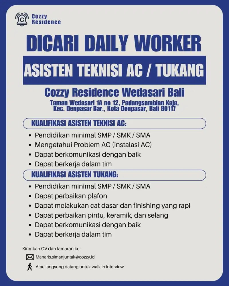 Teknisi AC dan Tukang