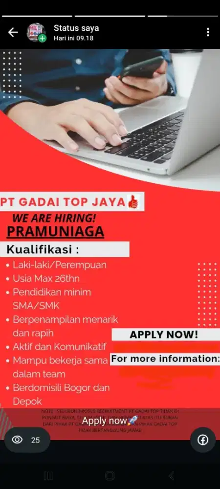 Pramuniaga gadai top