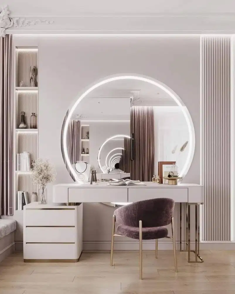 Meja Rias HPL Elegan + Cermin Besar - Bisa Custom & Gratis Ongkir