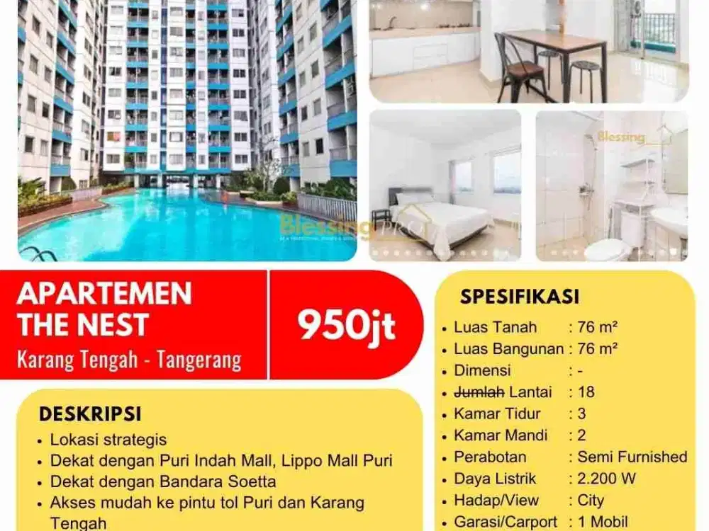 Dijual Apart The Nest karang Tengah Tangerang