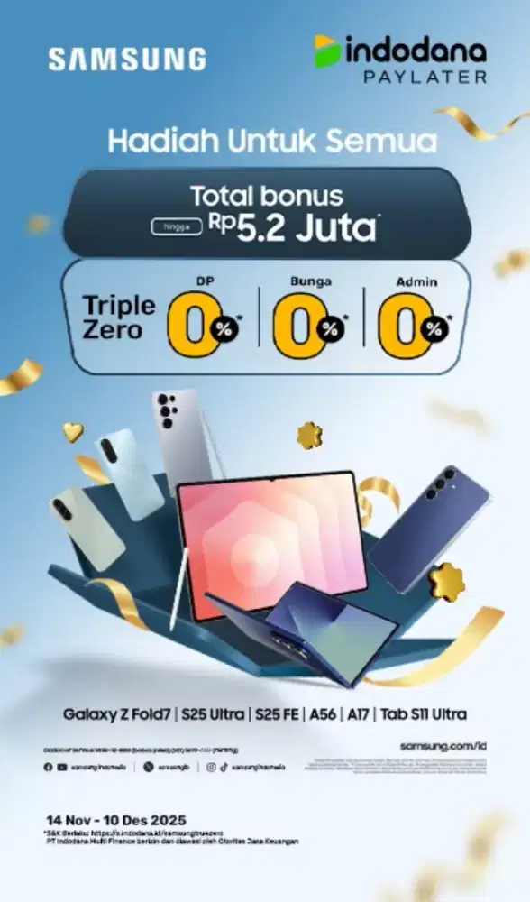 Cicilan Samsung dengan indodana mulai dari 14 nov - 10 des 2025