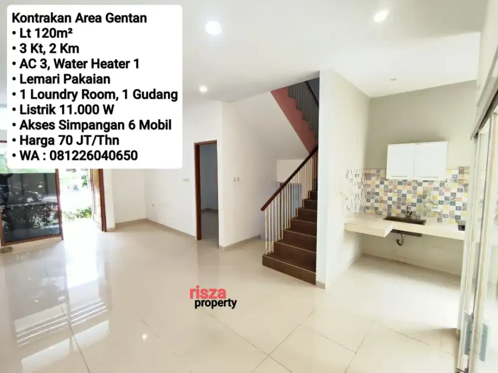 Sewa Rumah Cluster Satpam 24 Jam Area Gentan, Akses Simpangan 6 Mobil