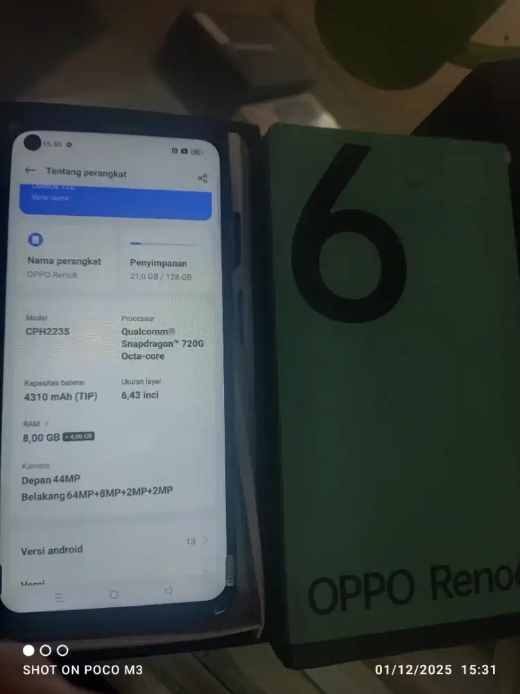 Oppo Reno 6 (4G) 8)128 Hitam Berbintang