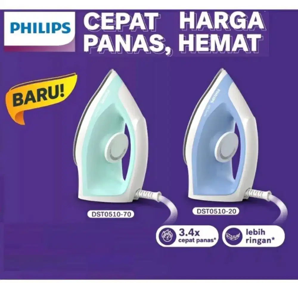 Setrika Philips Dst 0510 / Dst0510 hijau dan ungu Original