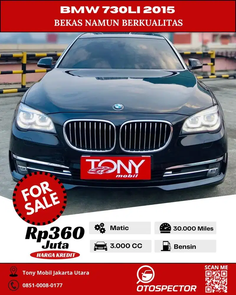 Sunroof BMW 730Li 3.0 AT 2015 Hitam