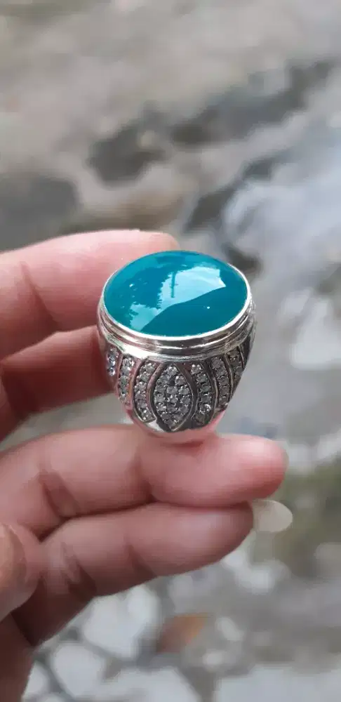 Batu cincin bacan ting perak microseting