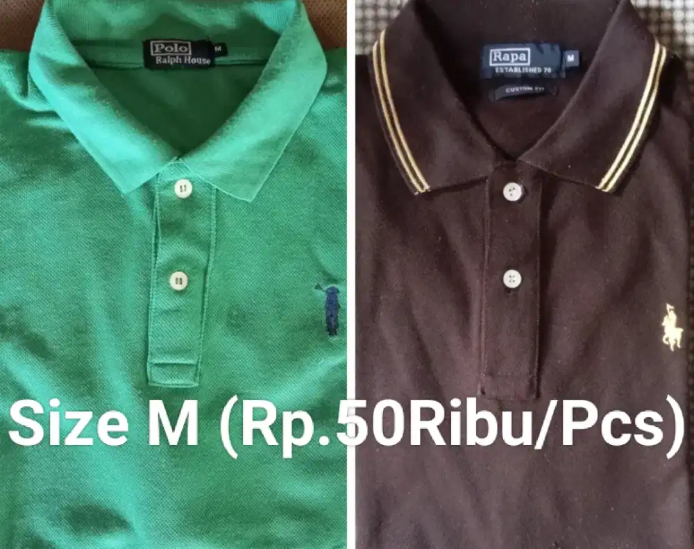 Kaos kerah Polo shirt garis size M