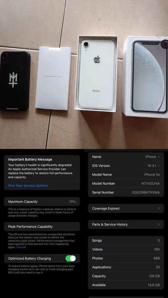 IPHONE XR 128gb PUTIH MULUS