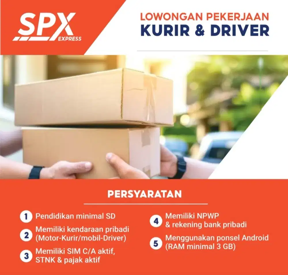 Lowongan Pekerjaan SPX Kurir/Driver