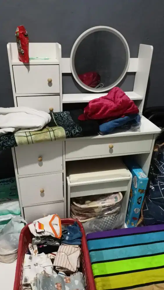 Set Meja Rias LED + Kursi