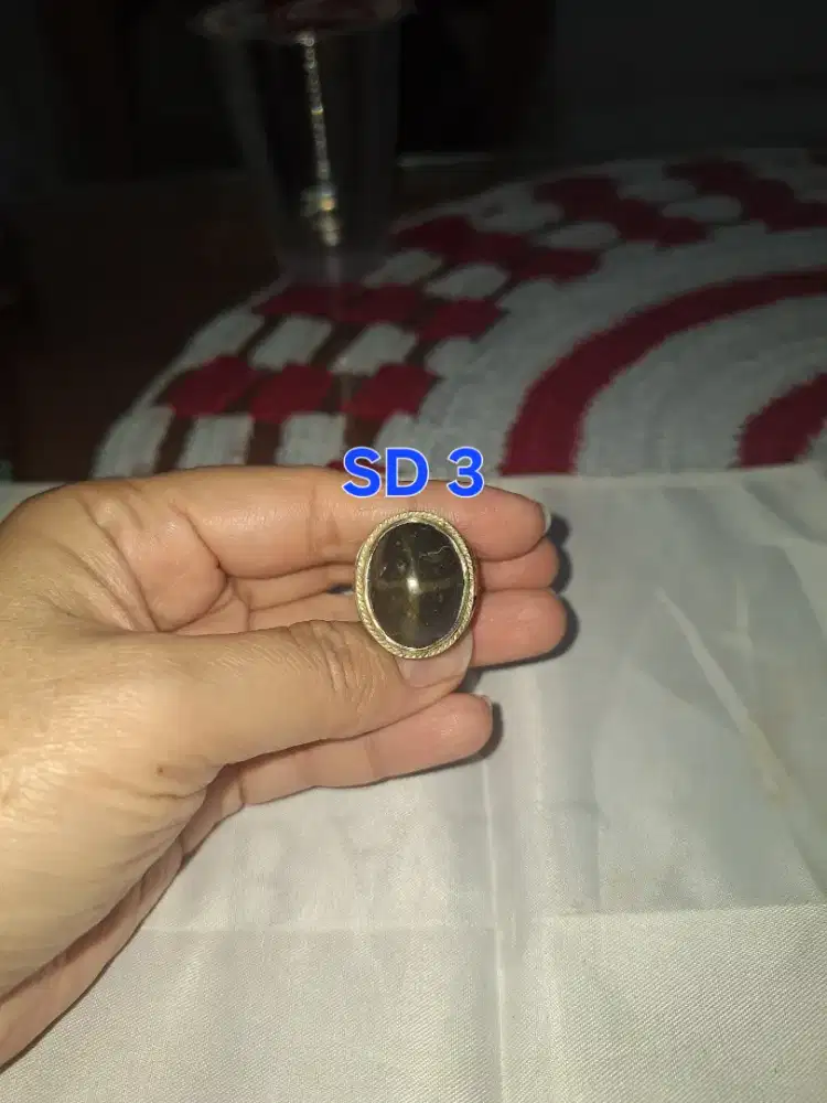 Batu cincin tapak jalak 
Hitam garis perak 
SD 3 Ring perak alpaca 
Ba