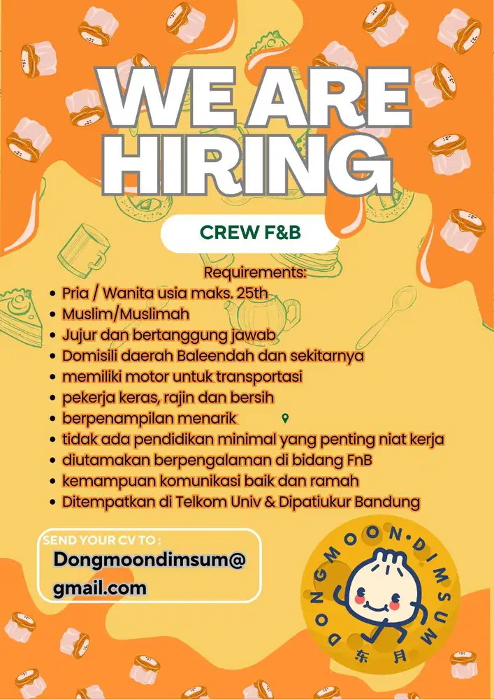 Dibutuhkan segera CREW FnB