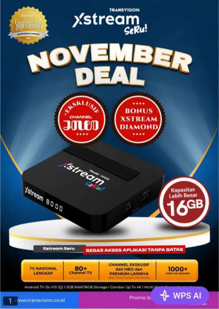 Promo Android TV Box XStream Transvision Free All Chanel Setahun