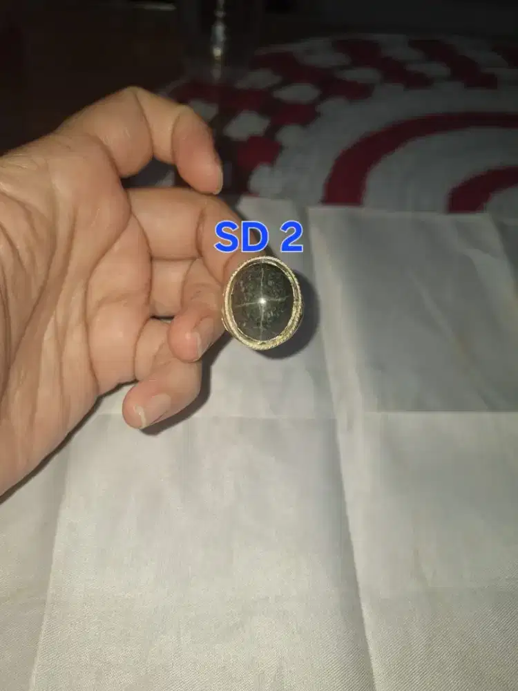 Batu cincin tapak jalak 
Hitam garis perak 
SD 2 Ring perak alpaca 
Ba