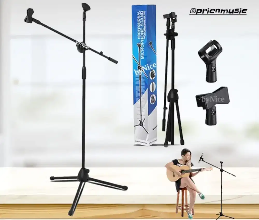 Stand mic boom/stand microphone tripod besi