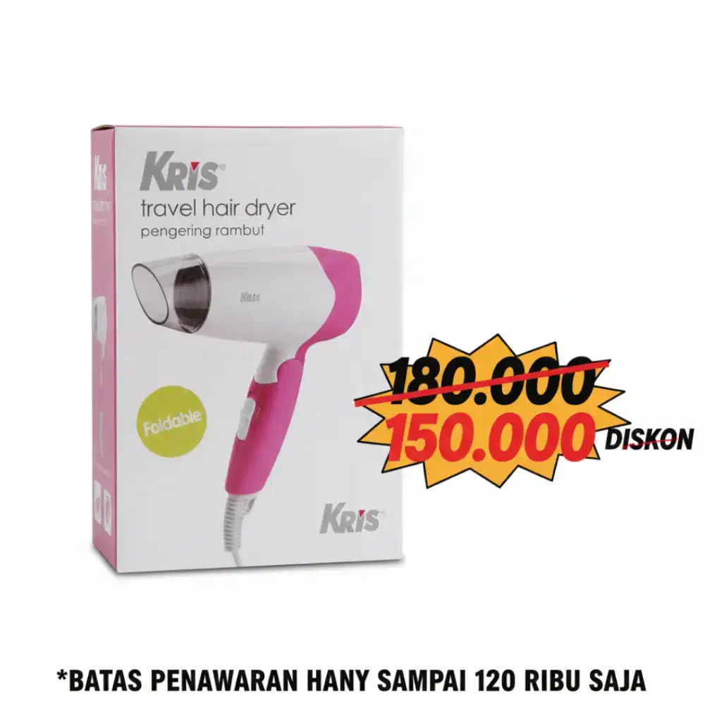 ‼️DISKON DAN TERBATAS‼️Kris Travel Hair Dryer – Pengering Rambut Lipat