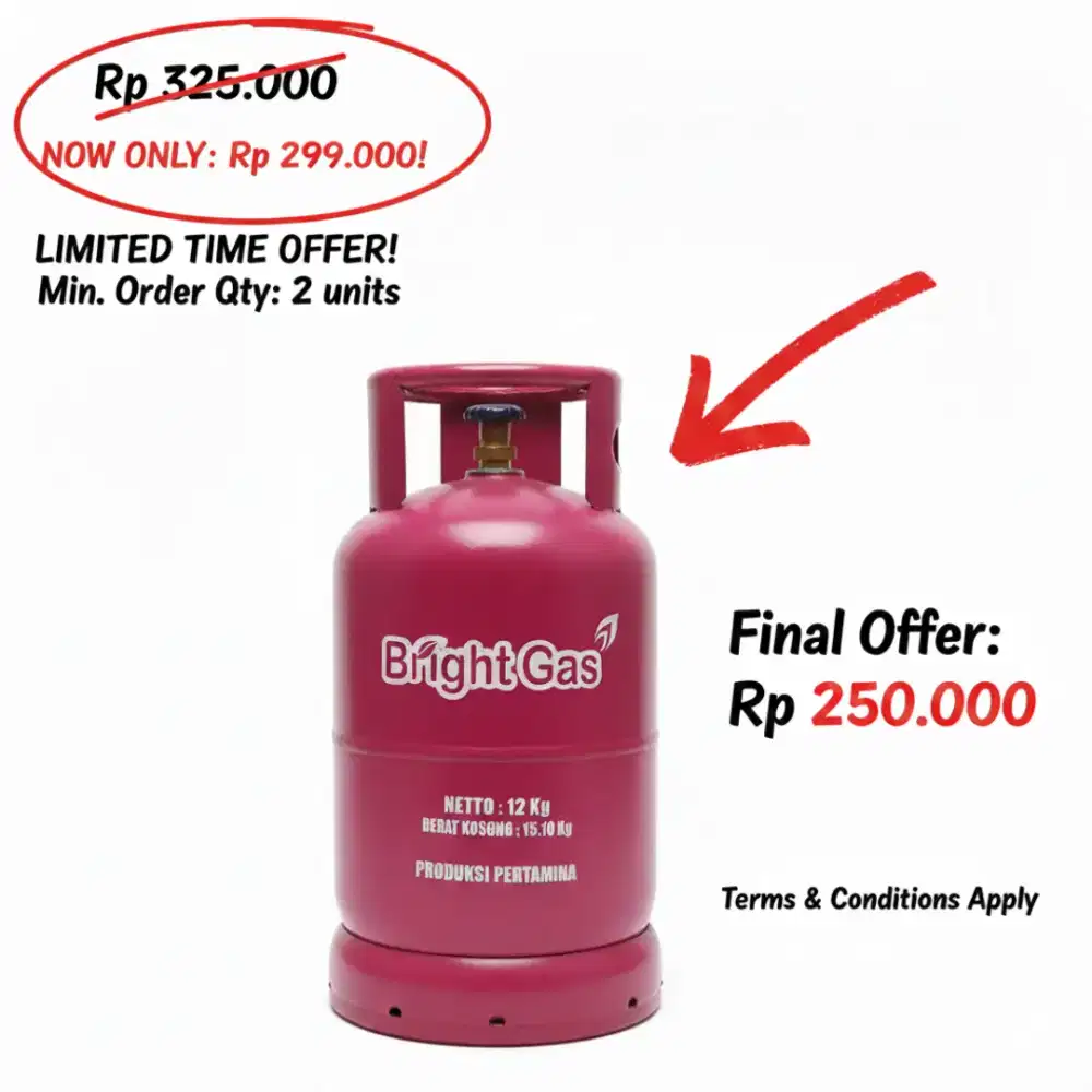 ‼️DIJUAL TERBATAS‼️ Tabung Bright Gas 12 KG Pink – isi ulang