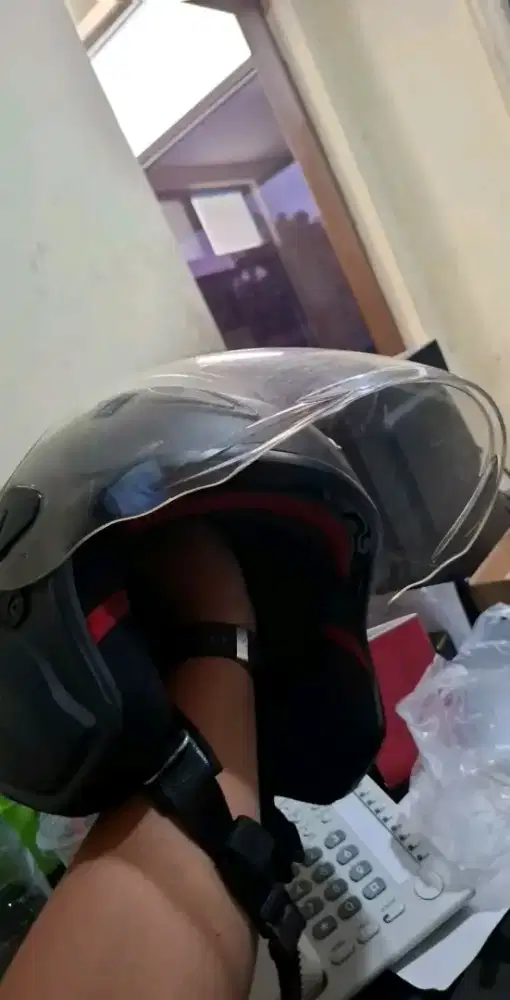 Helm NHK R6 Glossy Visor Black Dark Smoke Size L Half Face