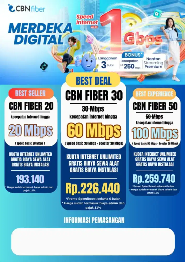Jasa Pasang Wifi Internet TV IH CBN Indosat XL