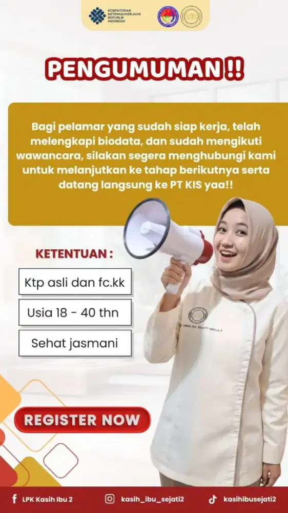 DI BUTUHKAN SEGERA PEKERJA ART DAN BABYSITTER DI SELURUH INDONESIA